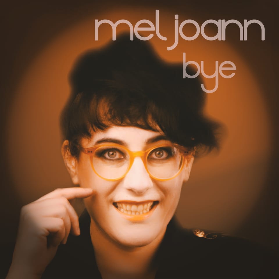Single artwork for 'Bye'. Meljoann is spotlit against a dusky brown hazy sky.
